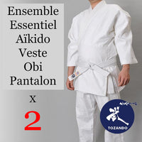 2 x Ensembles Aïkido (veste, ceinture et pantalon)