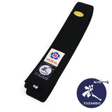 Deluxe Aikido Thick Obi Belt Black Bakusho front view